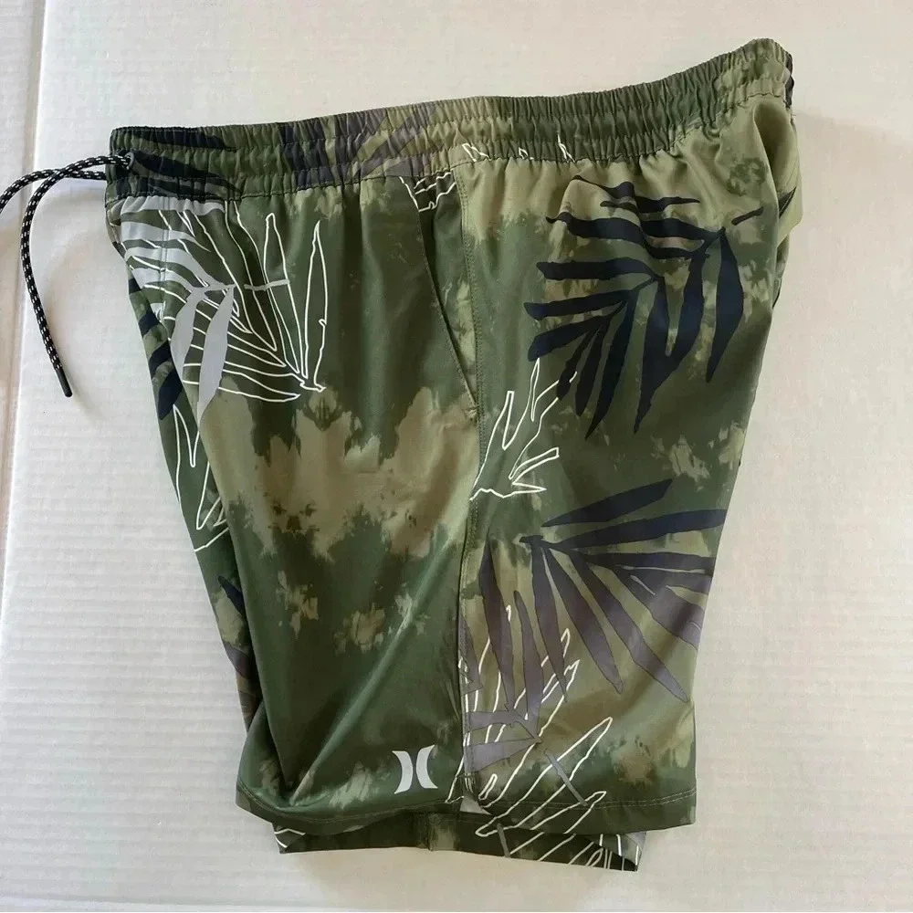 Hurley Palm Print Volley Swim Shorts-Olive Men size Large - Picture 8 of 12